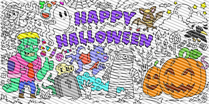 Halloween Theme Coloring Sheet, Jumbo Coloring Book Page, Holiday Theme Giant Coloring Poster