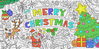 Merry Christmas Coloring Sheet, Jumbo Coloring Book Page, Holiday Theme Giant Coloring Poster