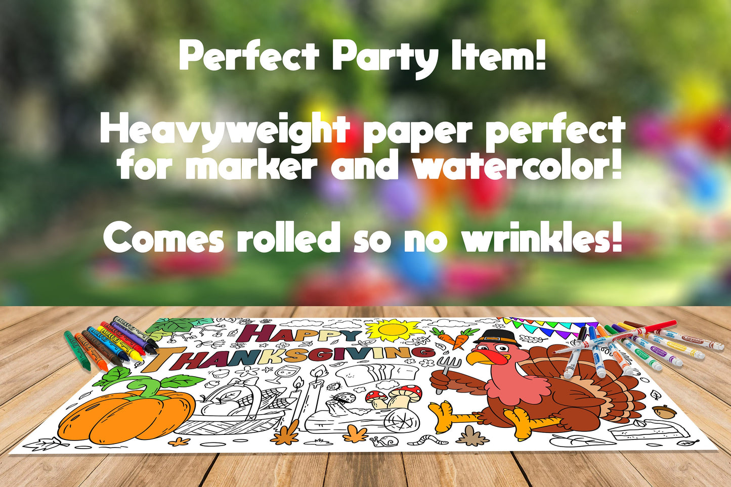 Thanksgiving Theme Coloring Sheet, Jumbo Coloring Book Page, Holiday Theme Giant Coloring Poster