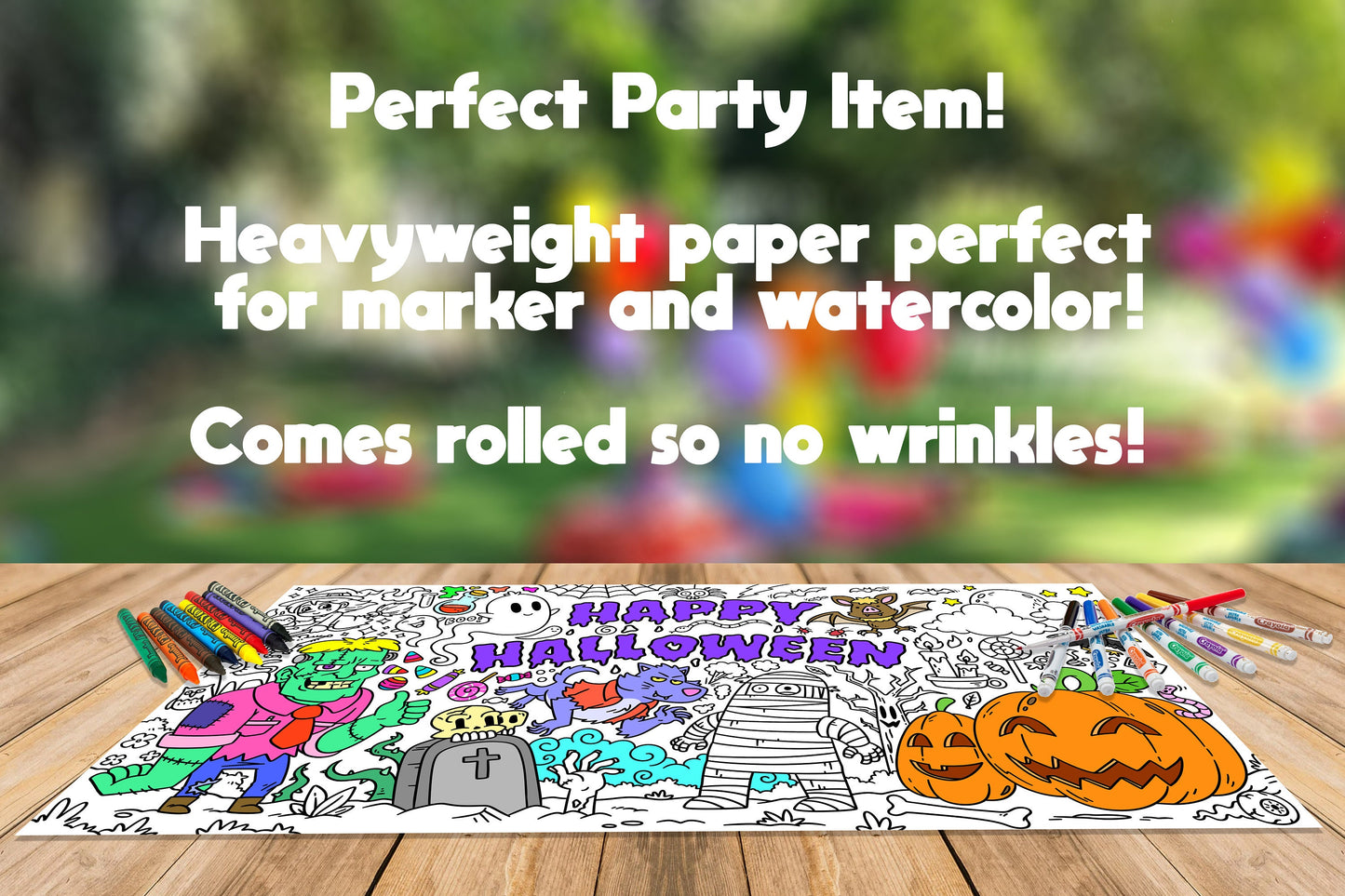 Halloween Theme Coloring Sheet, Jumbo Coloring Book Page, Holiday Theme Giant Coloring Poster