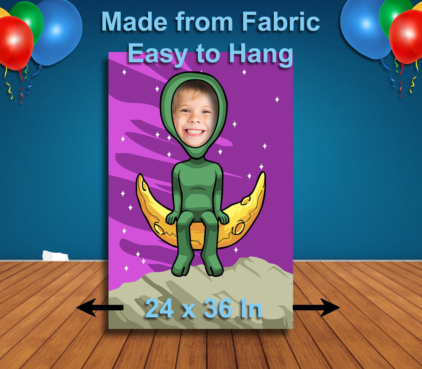 Alien Theme Face Cutout, 24x36" Photo Stand-in, Party Selfie Photo Prop