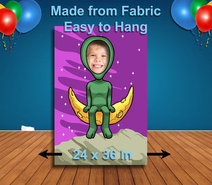 Alien Theme Face Cutout, 24x36" Photo Stand-in, Party Selfie Photo Prop