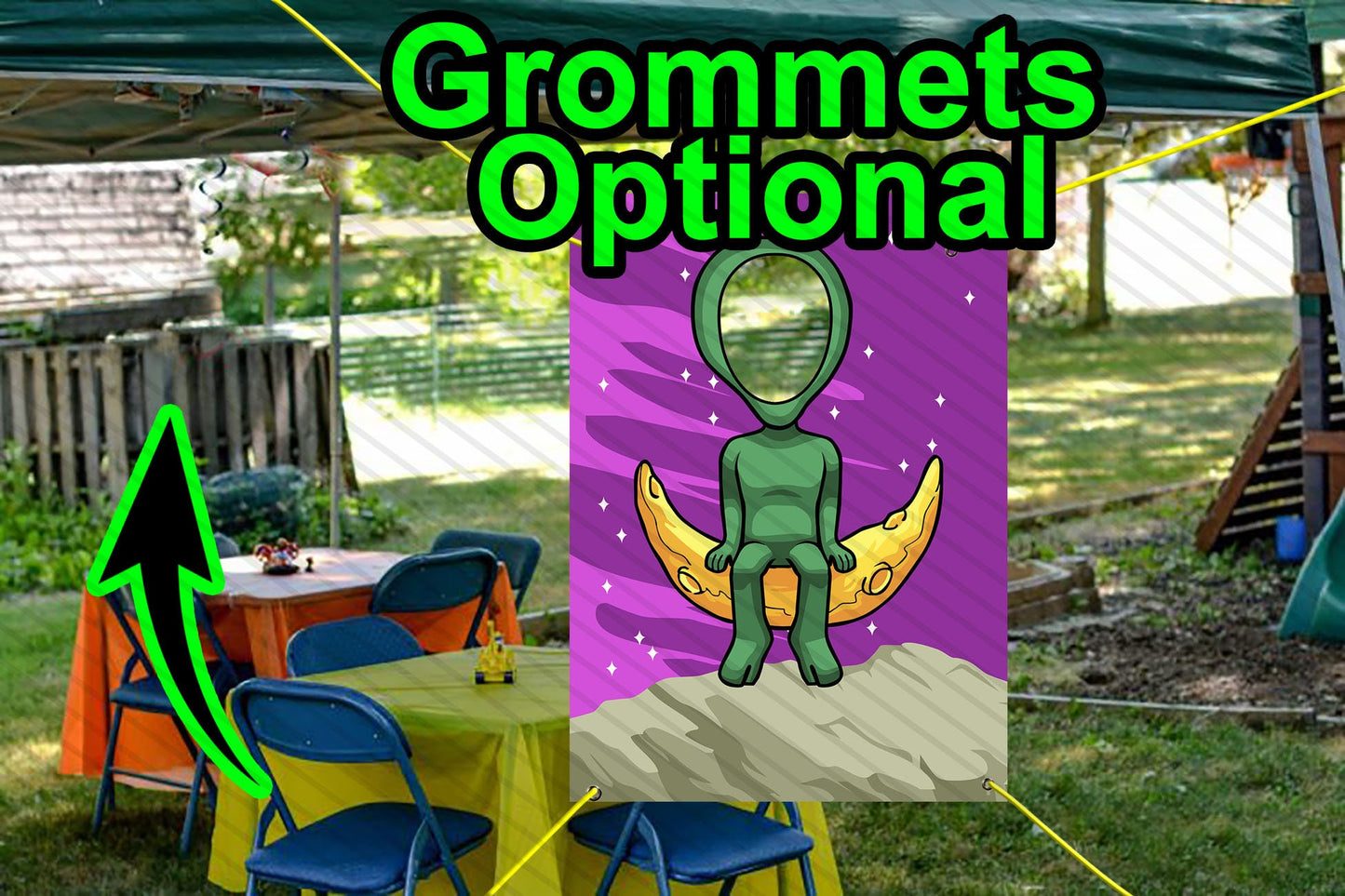 Alien Theme Face Cutout, 24x36" Photo Stand-in, Party Selfie Photo Prop