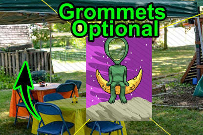 Alien Theme Face Cutout, 24x36" Photo Stand-in, Party Selfie Photo Prop