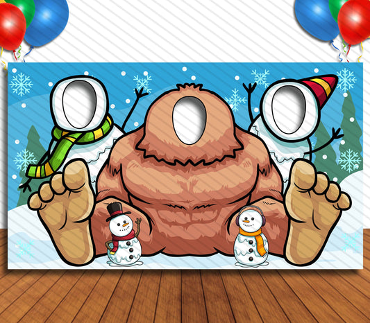 Big Foot Giant Theme Face Cutout, 42x72" Photo Stand-in, Party Selfie Photo Prop
