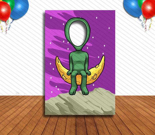 Alien Theme Face Cutout, 24x36" Photo Stand-in, Party Selfie Photo Prop