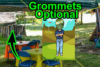 Golf Theme Face Cutout, 24x36" Photo Stand-in, Sports Theme Party Selfie Photo Prop
