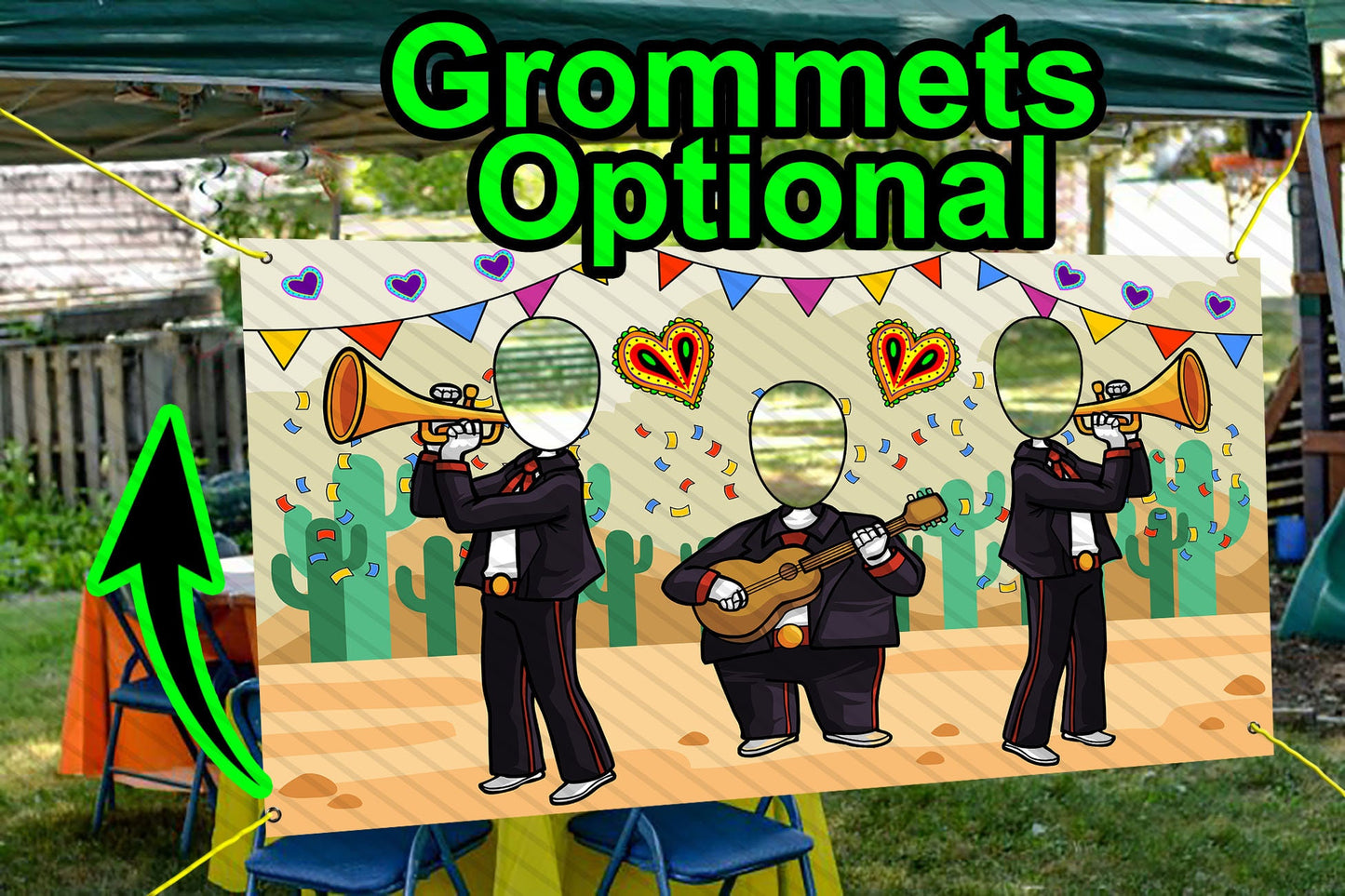 Mariachi Theme Face Cutout, 42x72" Photo Stand-in, Party Selfie Photo Prop