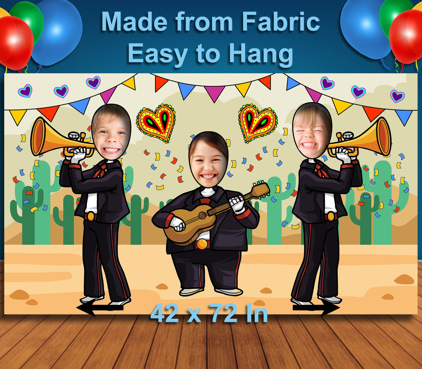 Mariachi Theme Face Cutout, 42x72" Photo Stand-in, Party Selfie Photo Prop