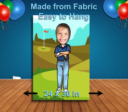 Golf Theme Face Cutout, 24x36" Photo Stand-in, Sports Theme Party Selfie Photo Prop