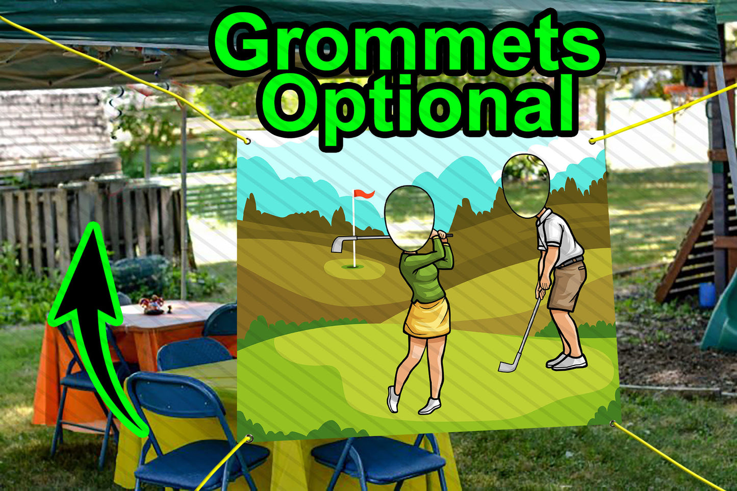 Golf Theme Face Cutout, 36x42" Photo Stand-in, Sports Theme Party Selfie Photo Prop