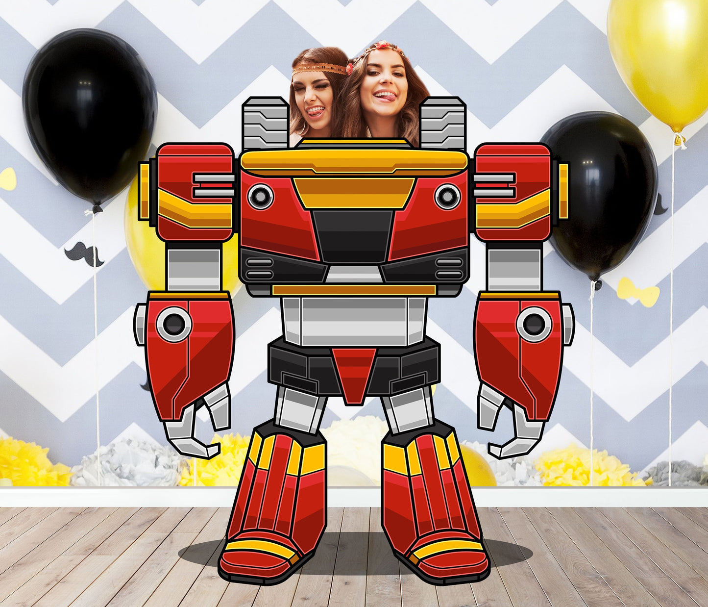 Red Mecha Robot Photo Prop, Vehicle Theme, Photo Booth Selfie Frame, DIY Party Props