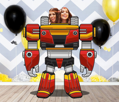 Red Mecha Robot Photo Prop, Vehicle Theme, Photo Booth Selfie Frame, DIY Party Props
