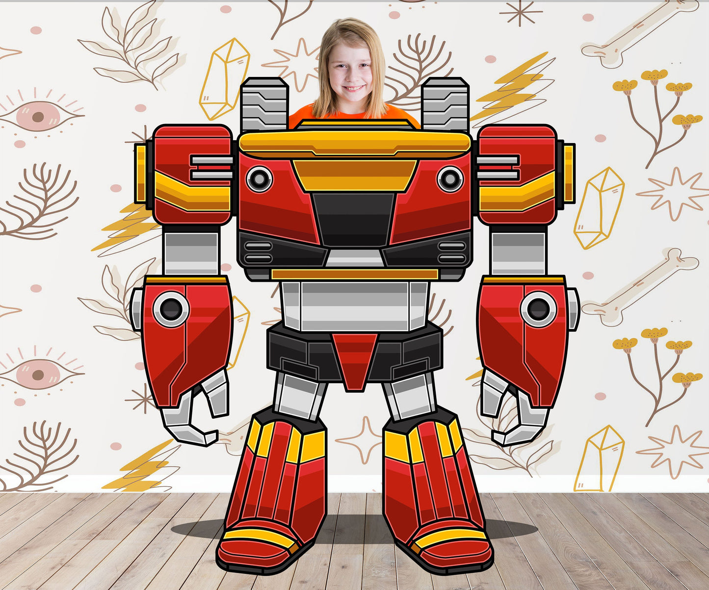 Red Mecha Robot Photo Prop, Vehicle Theme, Photo Booth Selfie Frame, DIY Party Props