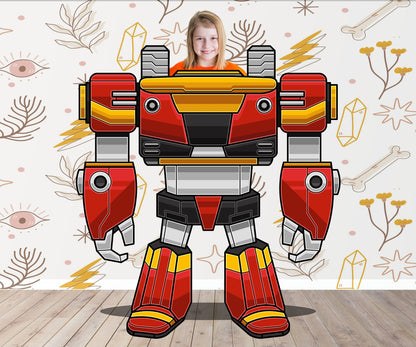 Red Mecha Robot Photo Prop, Vehicle Theme, Photo Booth Selfie Frame, DIY Party Props