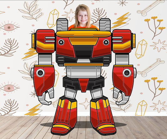 Red Mecha Robot Photo Prop, Vehicle Theme, Photo Booth Selfie Frame, DIY Party Props