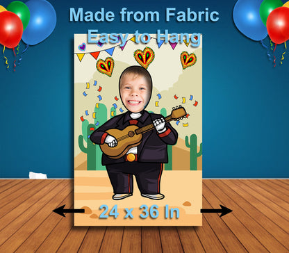 Mariachi Theme Face Cutout, 24x36" Photo Stand-in, Party Selfie Photo Prop