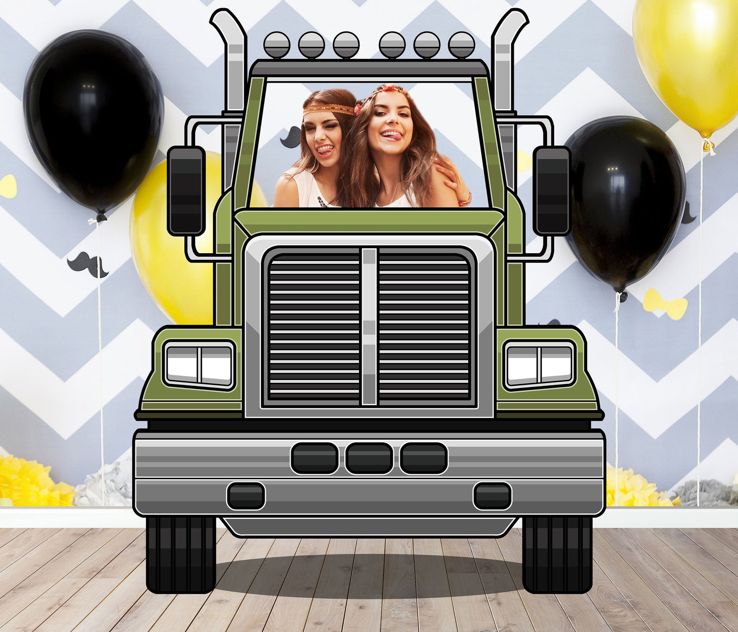 Semi-Trailer Truck Photo Prop, Vehicle Theme, Photo Booth Selfie Frame, DIY Party Props, Multiple Color Variant