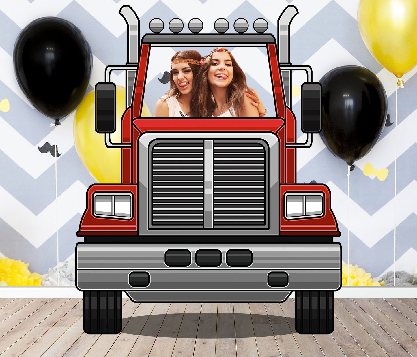 Semi-Trailer Truck Photo Prop, Vehicle Theme, Photo Booth Selfie Frame, DIY Party Props, Multiple Color Variant