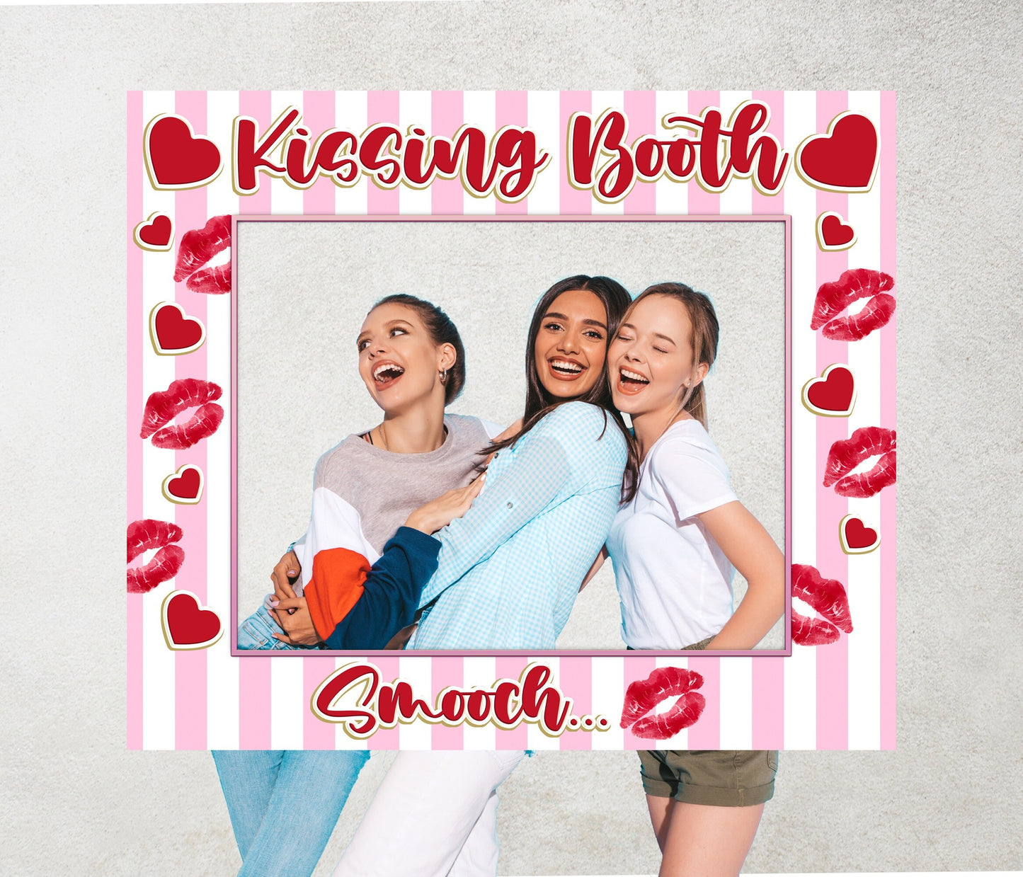 Smooth, Red Lips, Kissing Booth Photo Frame, Valentines Day, Wedding, Engagement Party, Selfie Photo Prop Frame