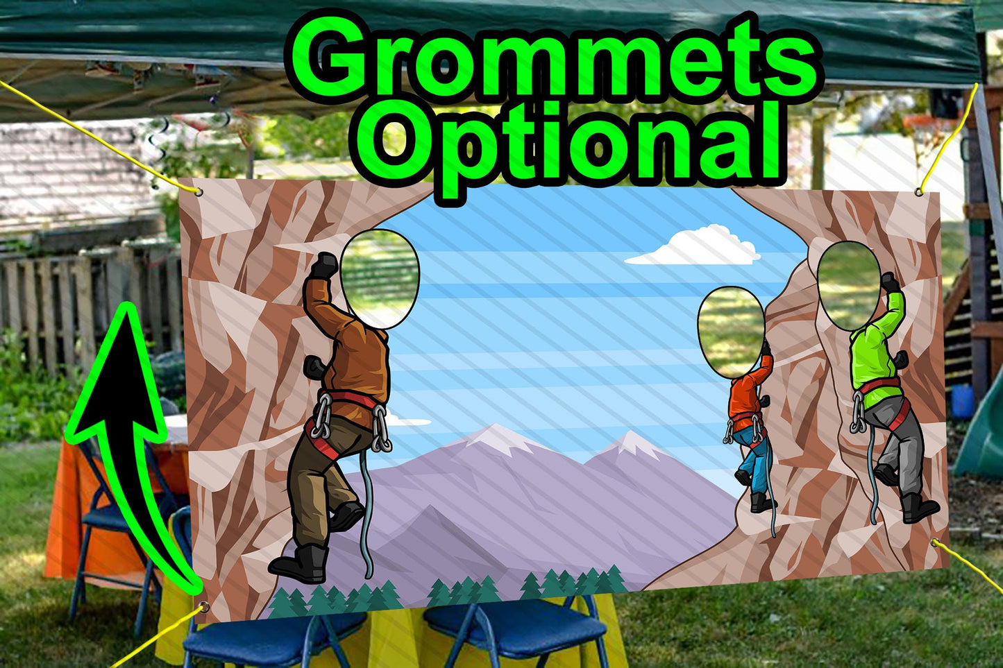Mountain Climbing Theme Face Cutout, 42x72" Photo Stand-in, Party Selfie Photo Prop