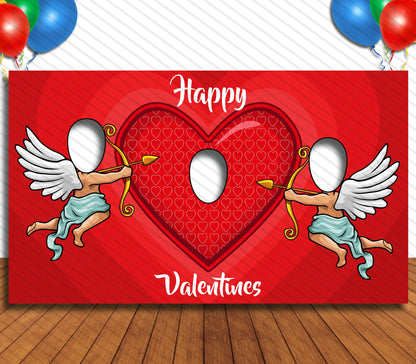 Valentine's Day Theme Face Cutout, 42x72" Photo Stand-in, Party Selfie Photo Prop