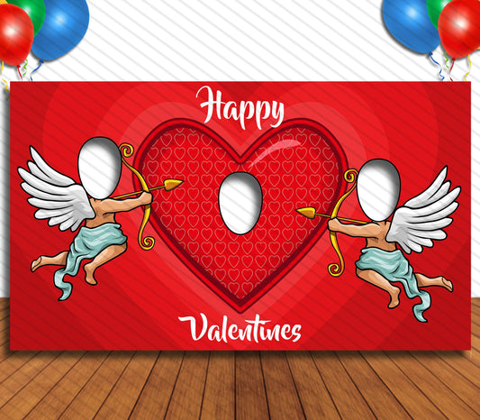 Valentine's Day Theme Face Cutout, 42x72" Photo Stand-in, Party Selfie Photo Prop