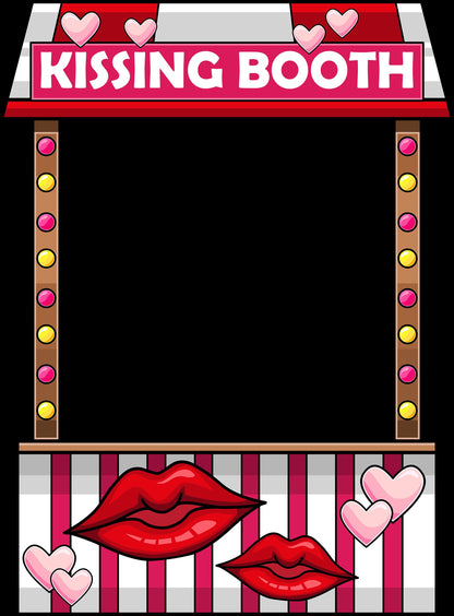 Pink Hearts and Red Lips, Kissing Booth Photo Frame, Valentines Day, Wedding, Engagement Party, Selfie Photo Prop Frame