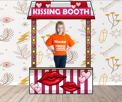 Pink Hearts and Red Lips, Kissing Booth Photo Frame, Valentines Day, Wedding, Engagement Party, Selfie Photo Prop Frame