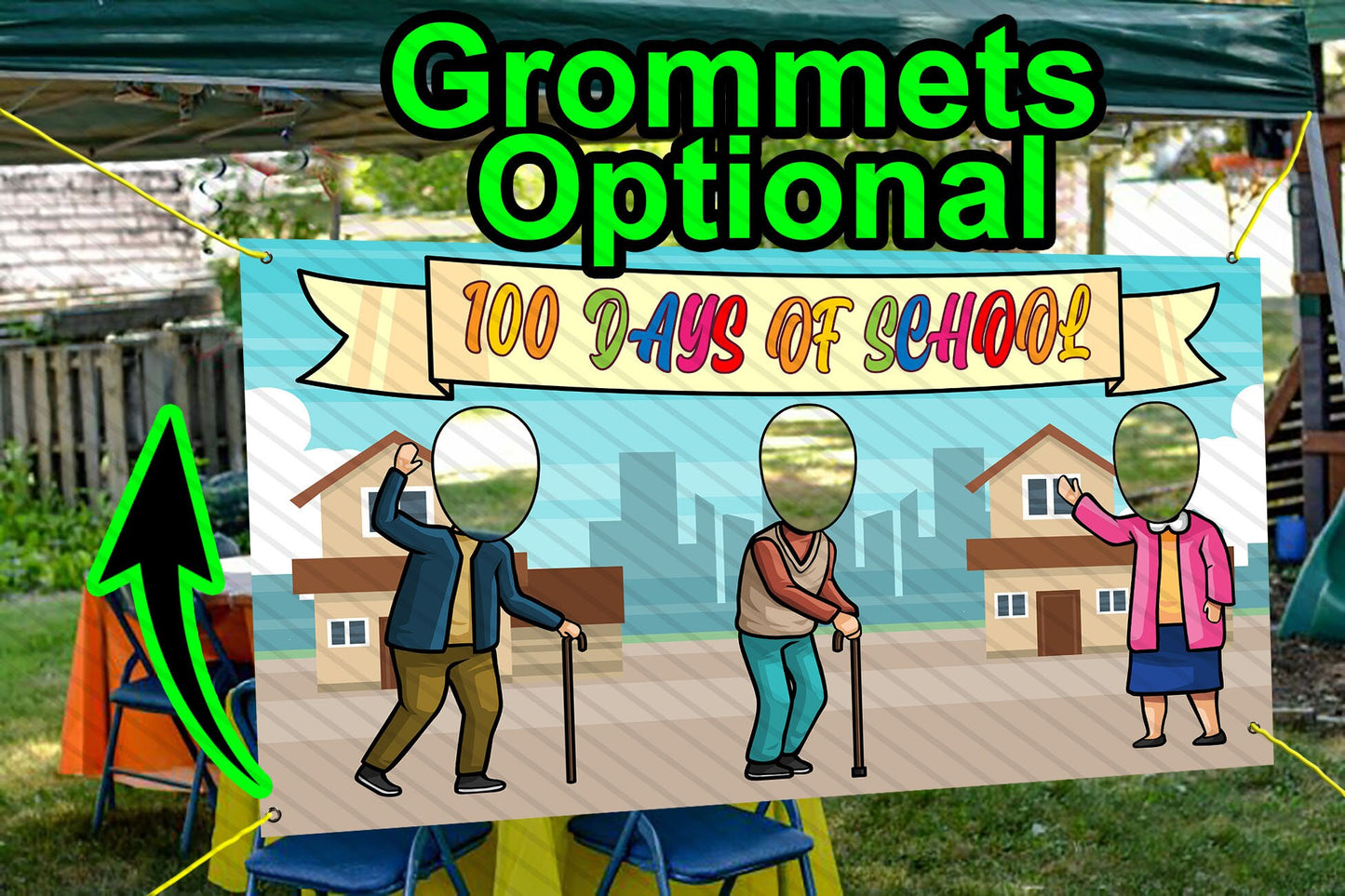 100 Days of School Theme Face Cutout, 42x72" Photo Stand-in, Party Selfie Photo Prop
