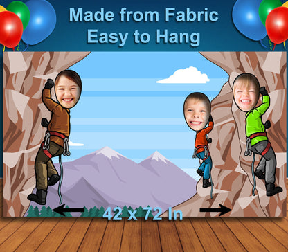 Mountain Climbing Theme Face Cutout, 42x72" Photo Stand-in, Party Selfie Photo Prop