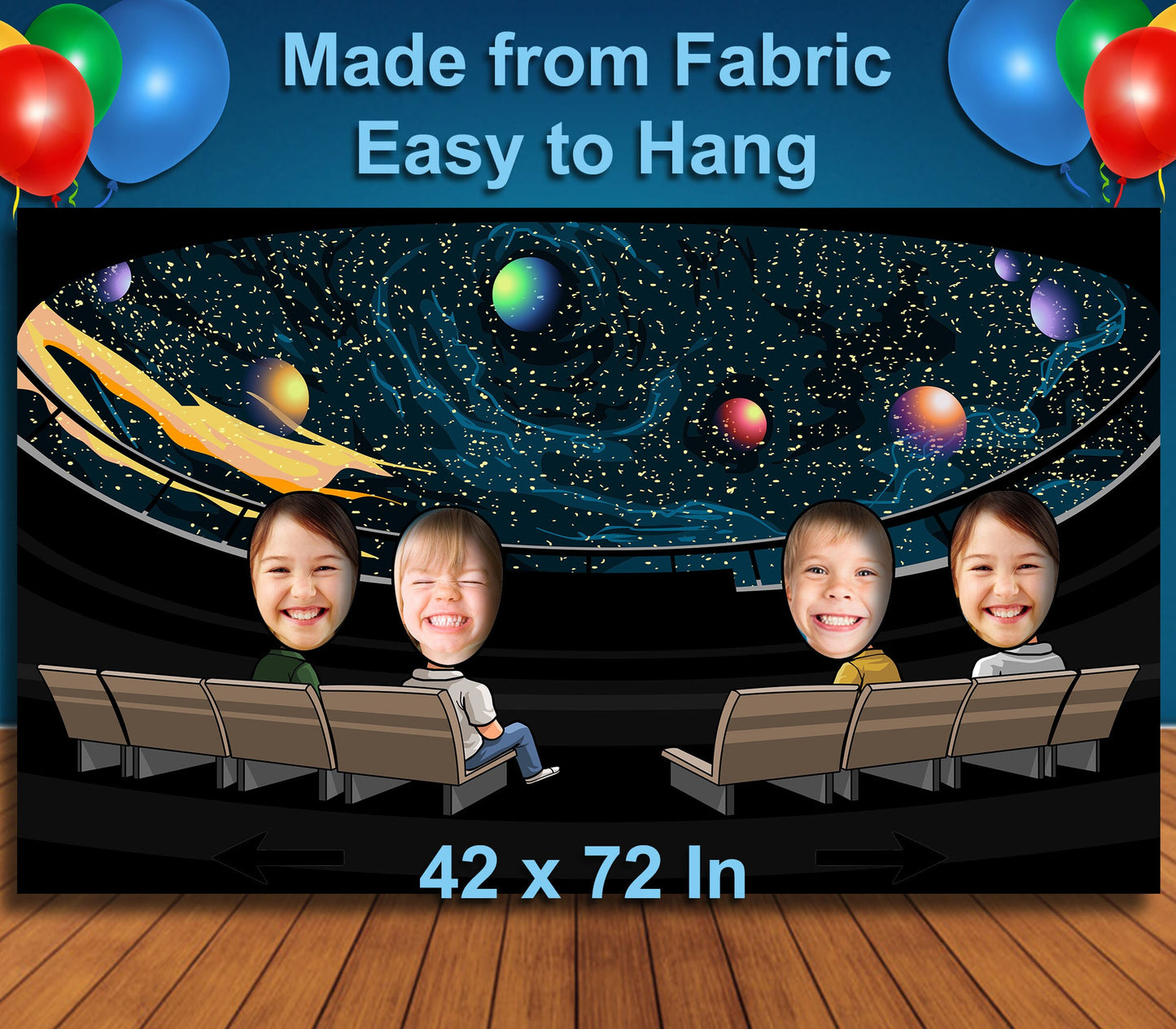 Planetarium Theme Face Cutout, 42x72" Photo Stand-in, Party Selfie Photo Prop