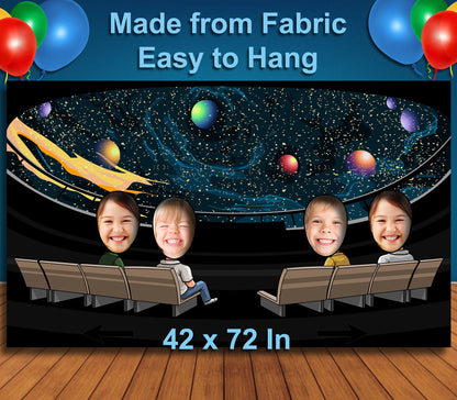 Planetarium Theme Face Cutout, 42x72" Photo Stand-in, Party Selfie Photo Prop