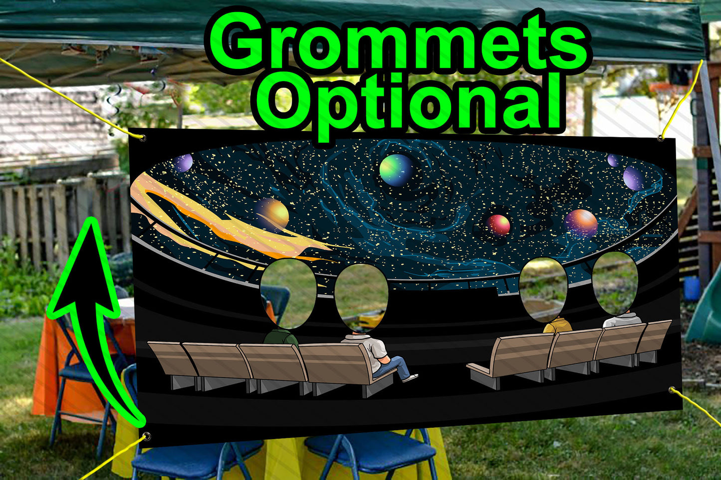 Planetarium Theme Face Cutout, 42x72" Photo Stand-in, Party Selfie Photo Prop