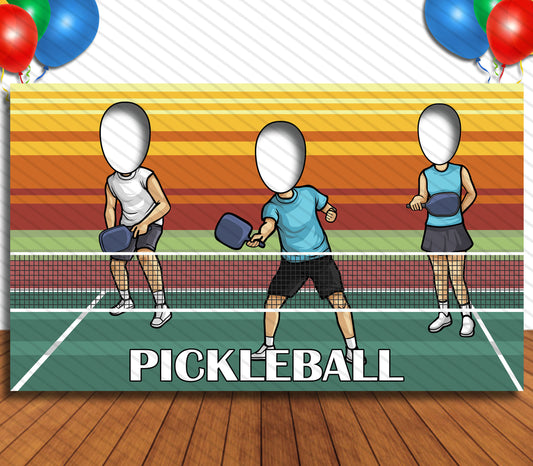 Pickleball, Sports Theme Face Cutout, 42x72" Photo Stand-in, Party Selfie Photo Prop