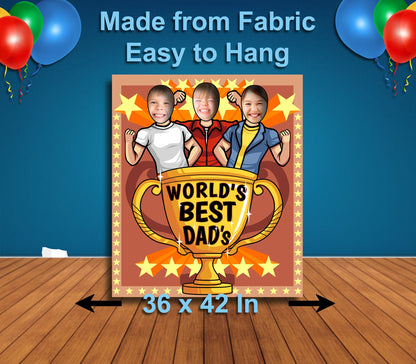 World's Best Dad's Theme Face Cutout, 36x42" Photo Stand-in, Party Selfie Photo Prop