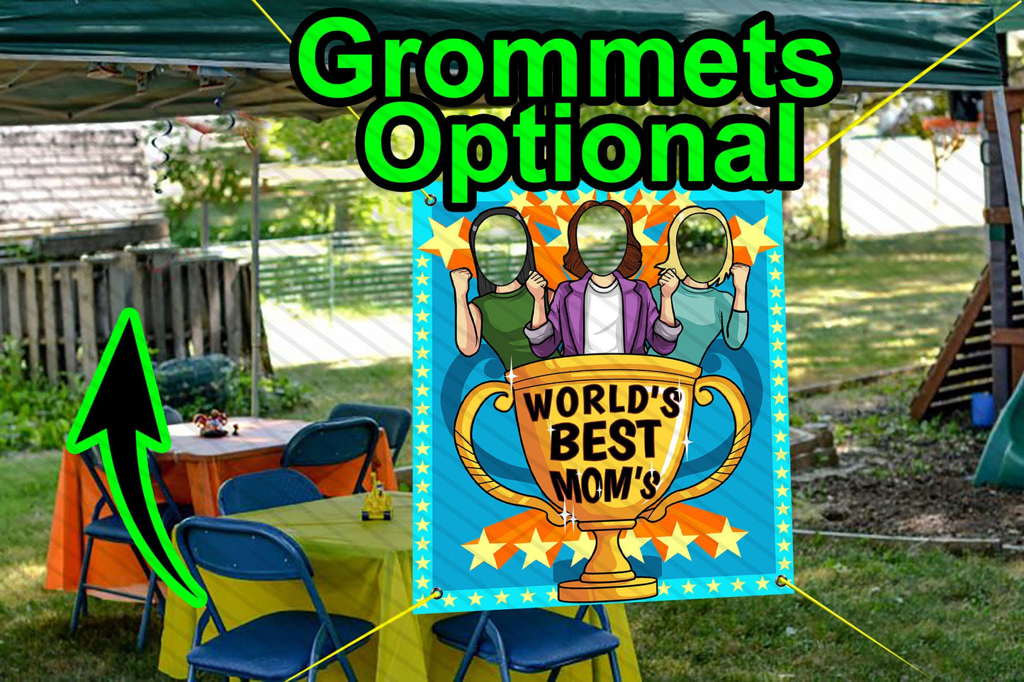 World's Best Mom's Theme Face Cutout, 36x42" Photo Stand-in, Party Selfie Photo Prop