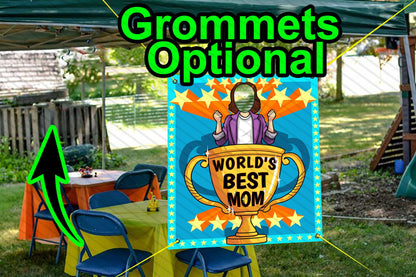 World's Best Mom V1, Face Cutout, 36x42" Photo Stand-in, Party Selfie Photo Prop