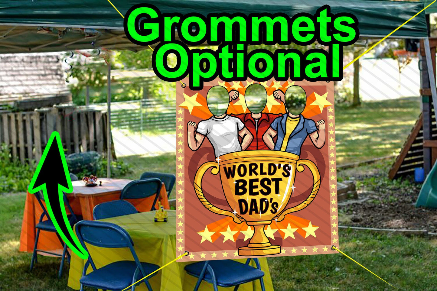 World's Best Dad's Theme Face Cutout, 36x42" Photo Stand-in, Party Selfie Photo Prop