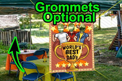 World's Best Dad's Theme Face Cutout, 36x42" Photo Stand-in, Party Selfie Photo Prop