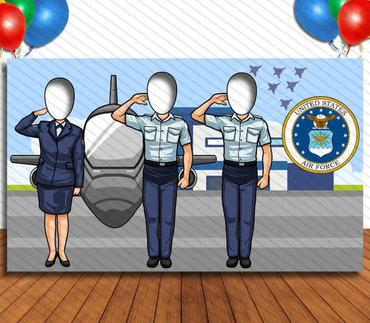 US Air Force, Welcome Home, Deployed, Theme Face Cutout, 42x72" Photo Stand-in, Party Selfie Photo Prop