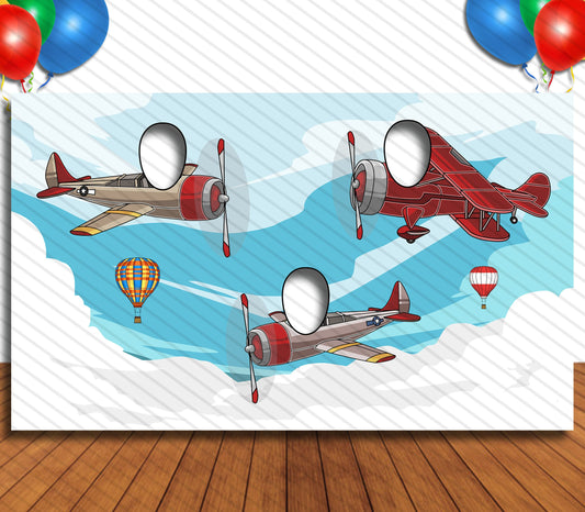 Planes Theme Face Cutout, 42x72" Photo Stand-in, Party Selfie Photo Prop