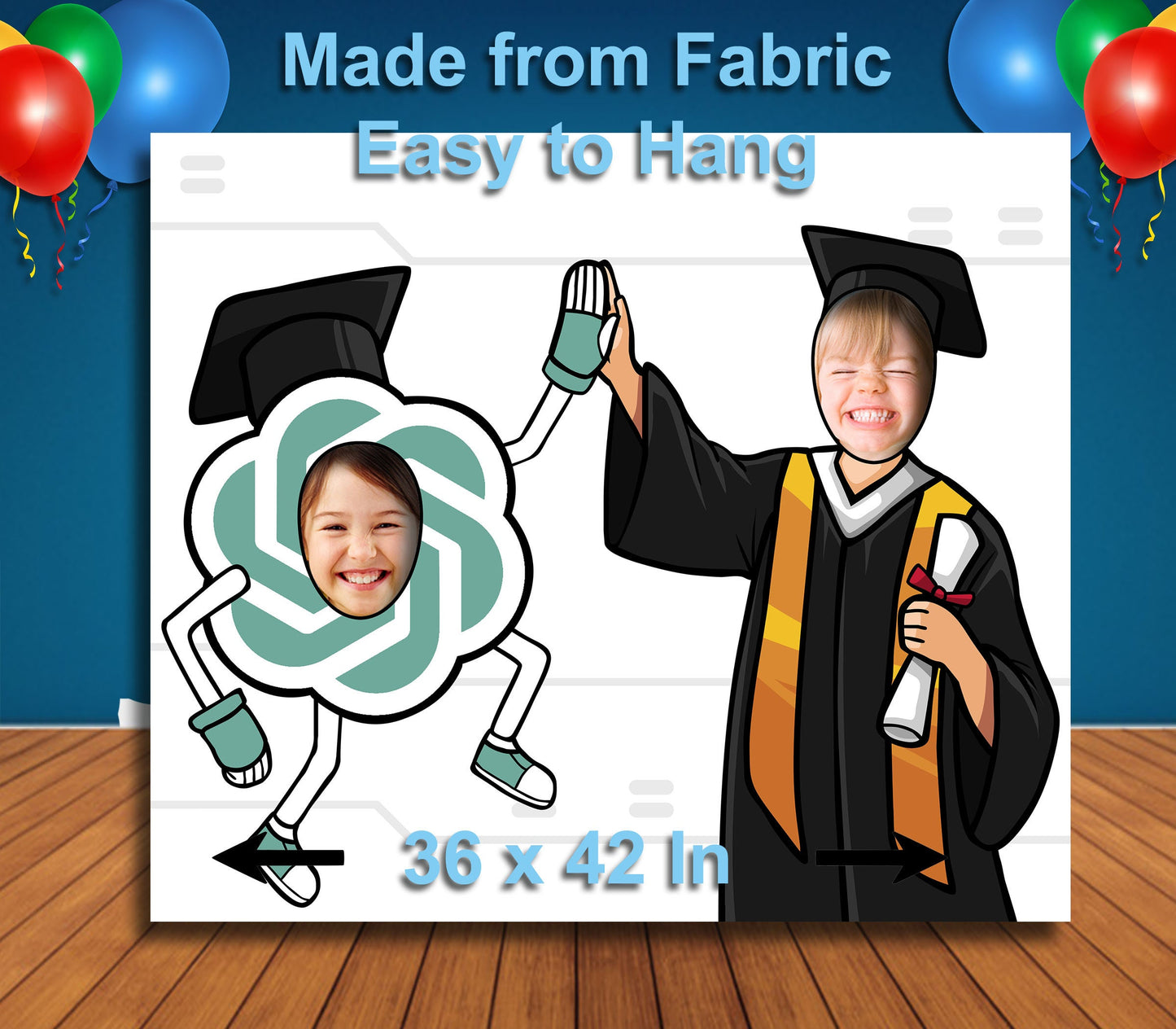 ChatGPT Graduate Hole in Face Cutout, Class of 2024 Photo Stand-in, Party Selfie Photo Prop, Graduation Party Decoration, Class of 2024